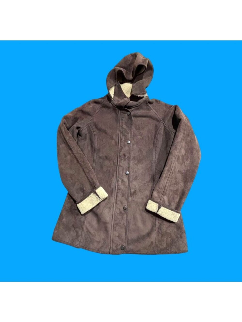 Outback Trading Company Women Medium Brown Fleece Lined Hooded Jacket Coat